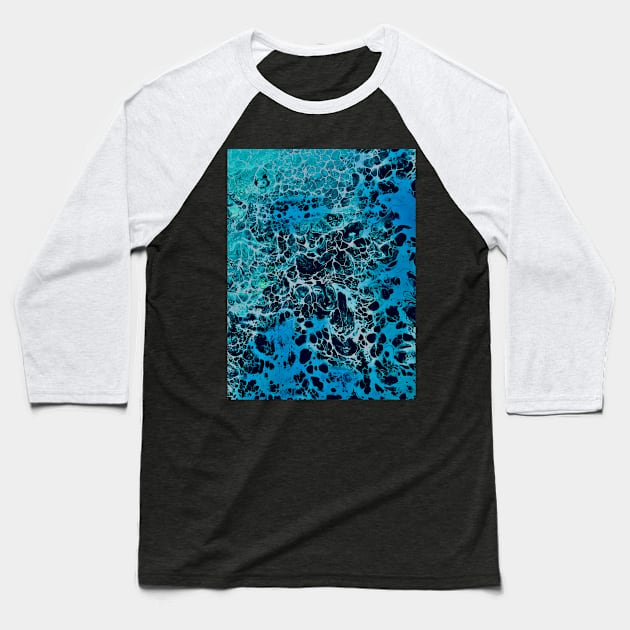 Blue ocean acrylic pouring art Baseball T-Shirt by baksuart